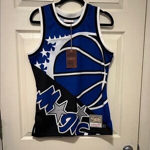 Mitchell & Ness Orlando Magic Blue and Black Athletic Jersey S